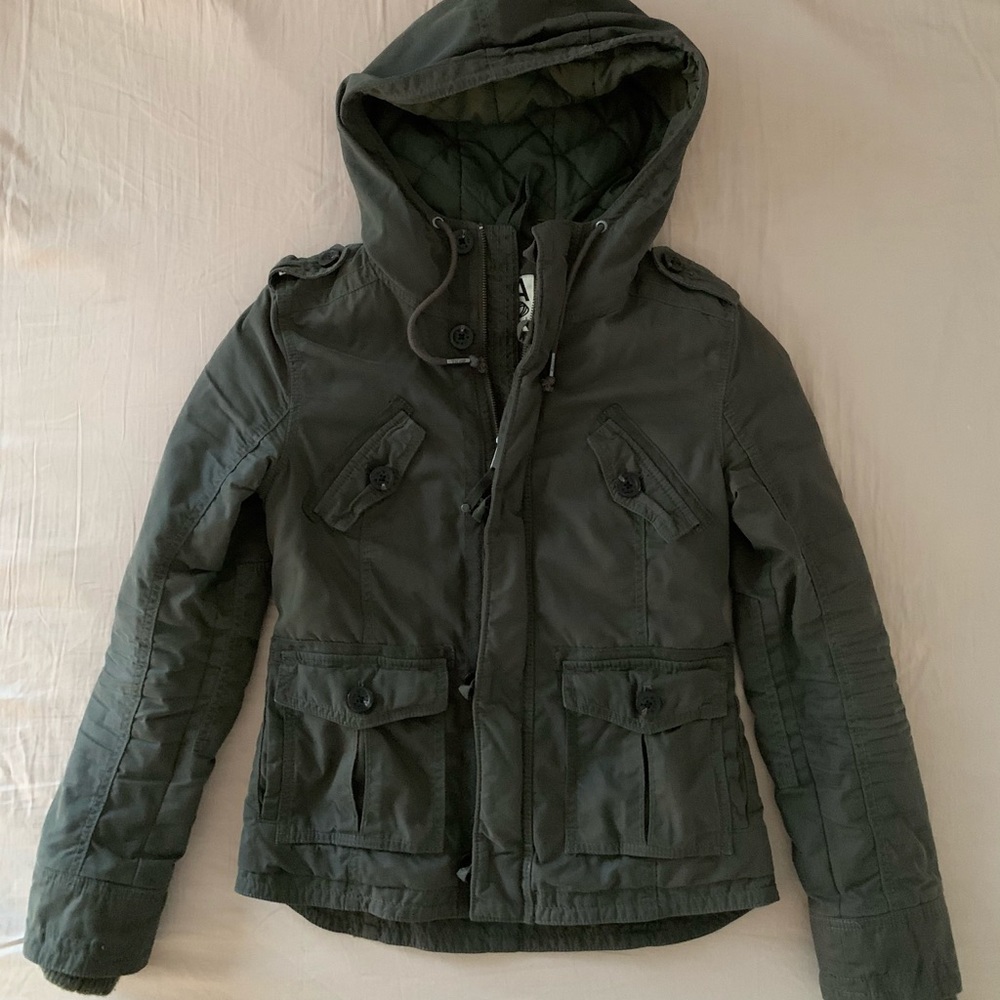 TNA khaki military platoon jacket S